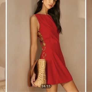 Commense O-Ring Cutout Sleeveless Red Dress - Size Small